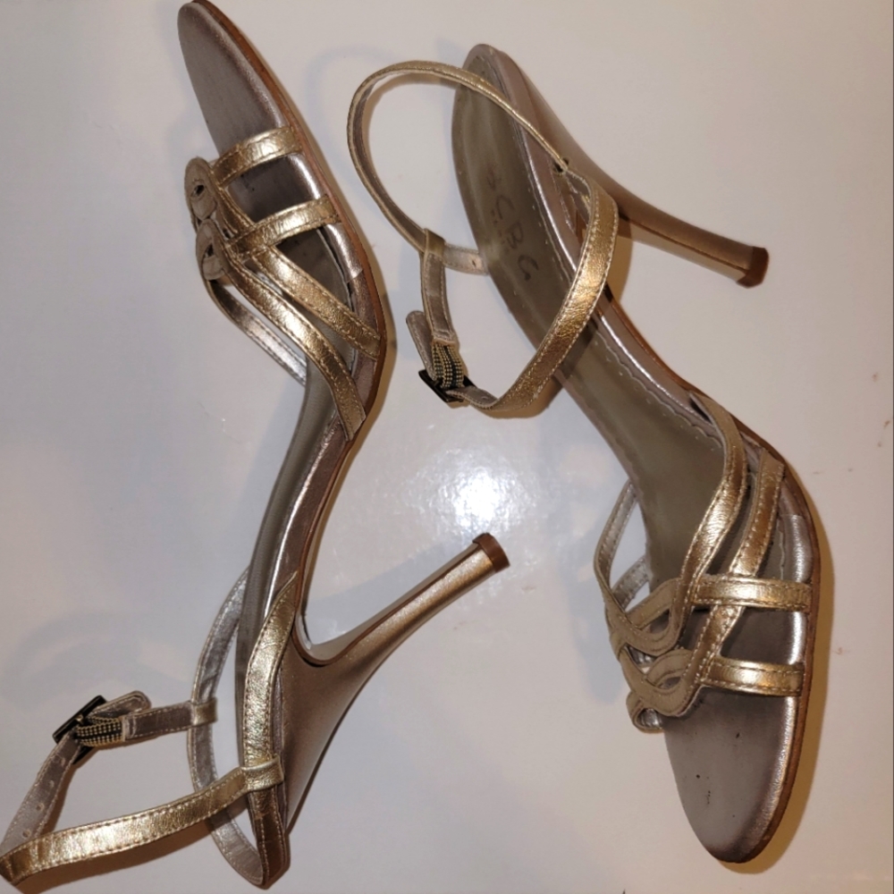 BCBG gold high heel sandals Size 6.5